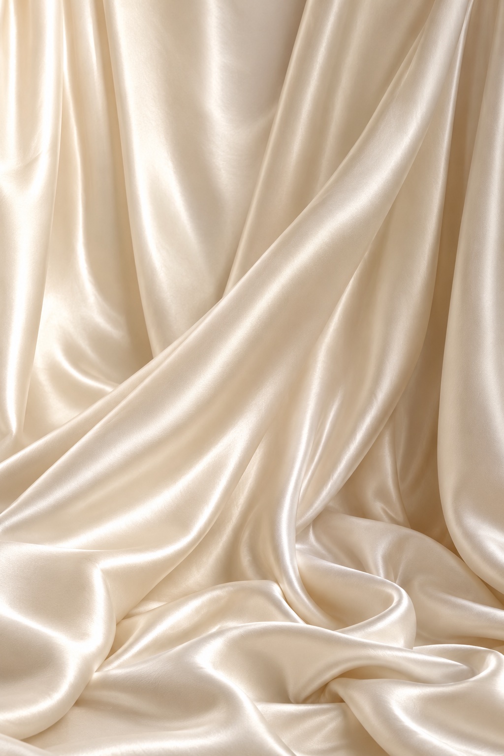 Illustrative ivory satin with flowing folds and a soft sheen