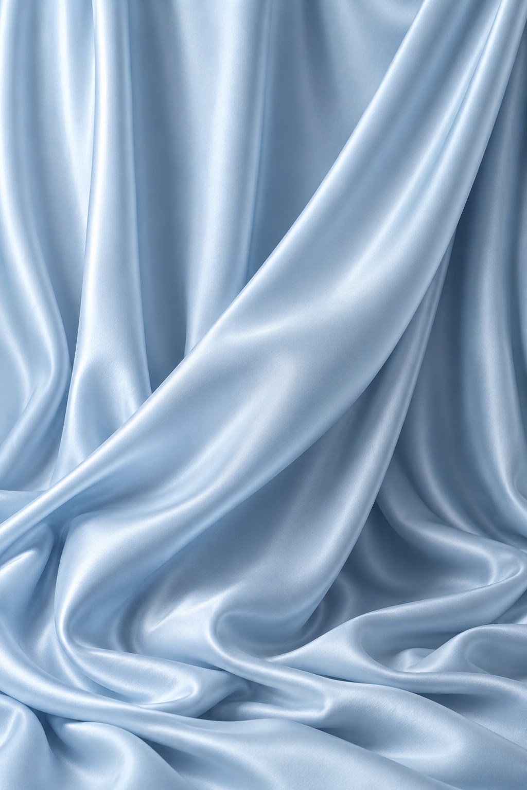 Illustrative powder blue satin with flowing folds and a soft sheen